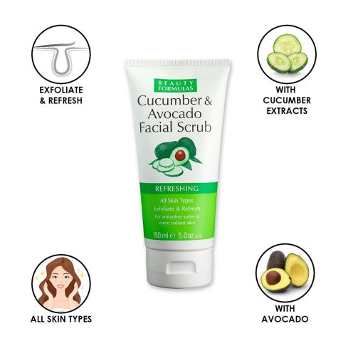 Beauty Formulas Cucumber And Avocado Facial Scrub 150ml - Image 2
