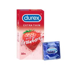 Durex Extra Thin Wild Strawberry Flavoured Condom – 10Pcs