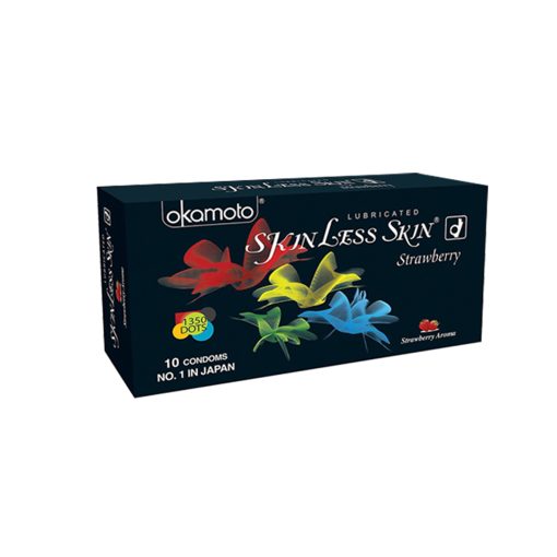 Okamoto Skinless Skin Strawberry Dotted Condom – 10Pcs