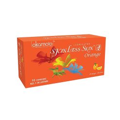 Okamoto Skinless Skin – Orange Dotted Condom – 10Pcs