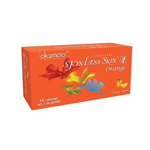 Okamoto Skinless Skin – Orange Dotted Condom – 10Pcs