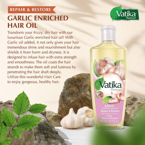 Vatika Naturals Garlic Enriched Hair Oil Natural 300ml - Image 2