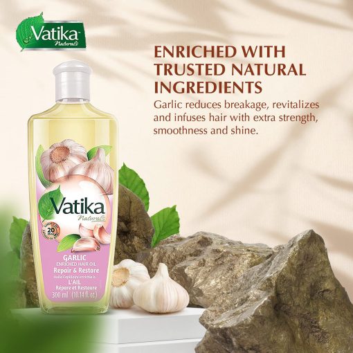 Vatika Naturals Garlic Enriched Hair Oil Natural 300ml - Image 3