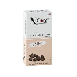 X-Core Extra Time Long Lasting Dotted Condom (Coffee Flavoured) – 10Pcs