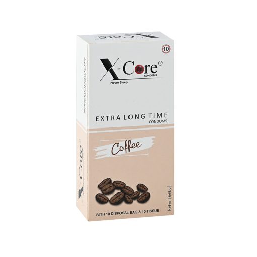 X-Core Extra Time Long Lasting Dotted Condom (Coffee Flavoured) – 10Pcs