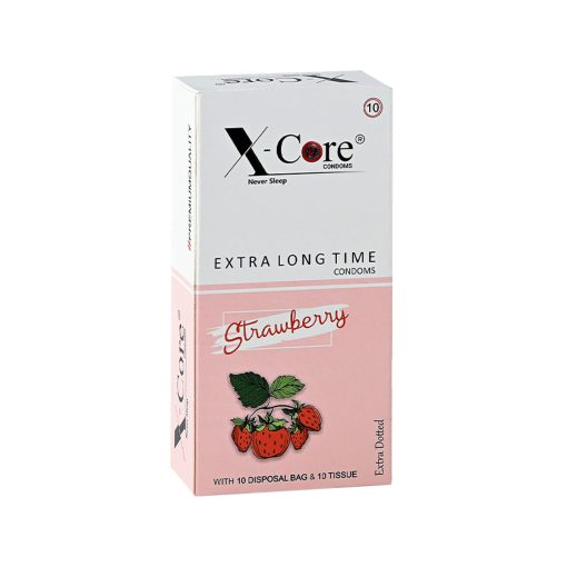X-Core Extra Time Long Lasting Dotted Condom (Strawberry Flav) – 10Pcs