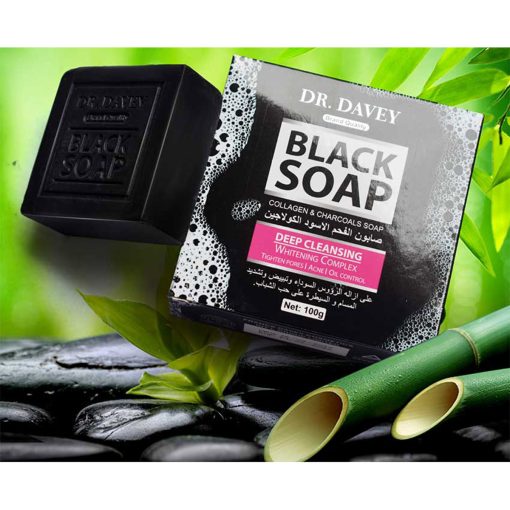 Dr. Davey Deep Cleansing Whitening Collagen & Charcoal Black Soap 100g - Image 2
