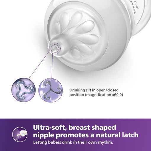 Philips Avent Feeder Natural Response Baby Bottle 3m+ 330ml x2 Plastic Bottle - Image 2