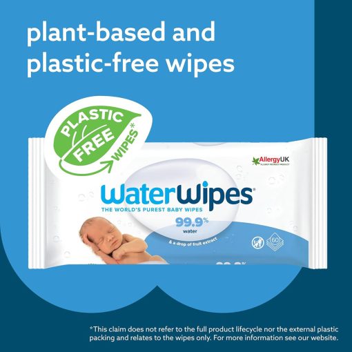 Water Wipes Original Plastic Free Baby Wipes (60 Wipes) - Image 2