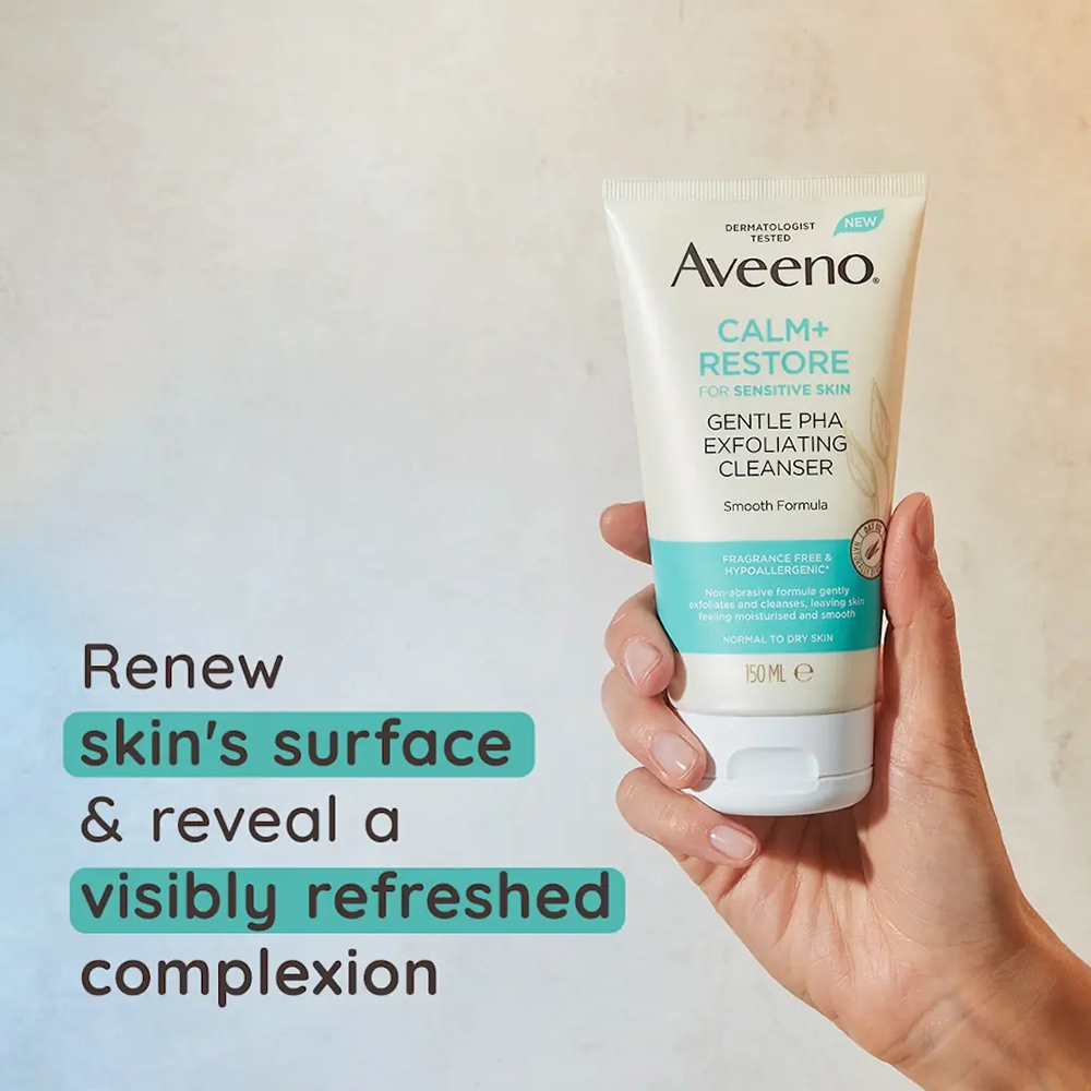 Aveeno Face Calm+Restore Gentle PHA Exfoliating Cleanser 150ml - Image 2