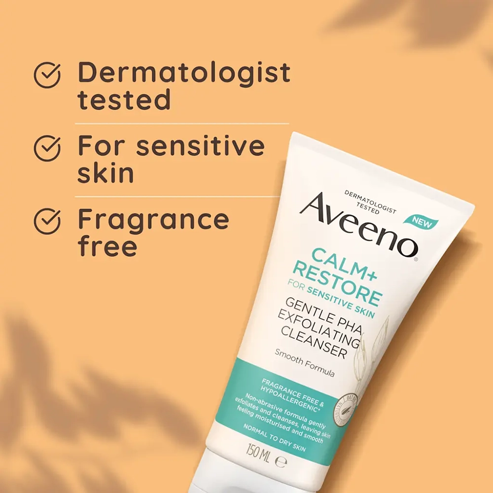Aveeno Face Calm+Restore Gentle PHA Exfoliating Cleanser 150ml - Image 3