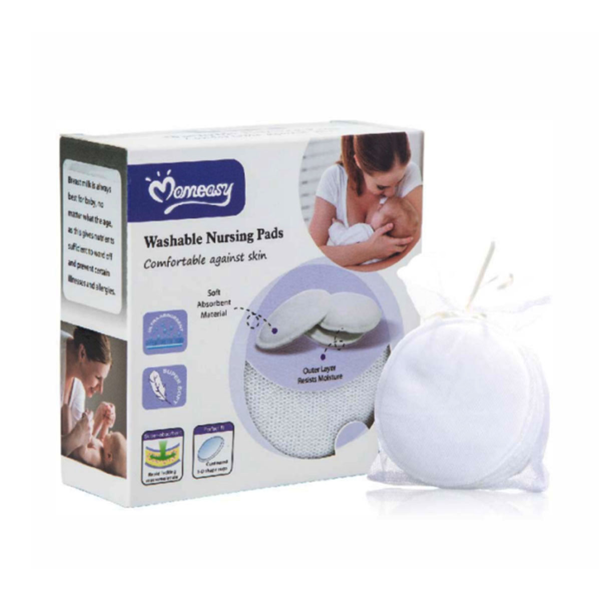 Momeasy Washable Nursing Breast Pad – 6Pcs