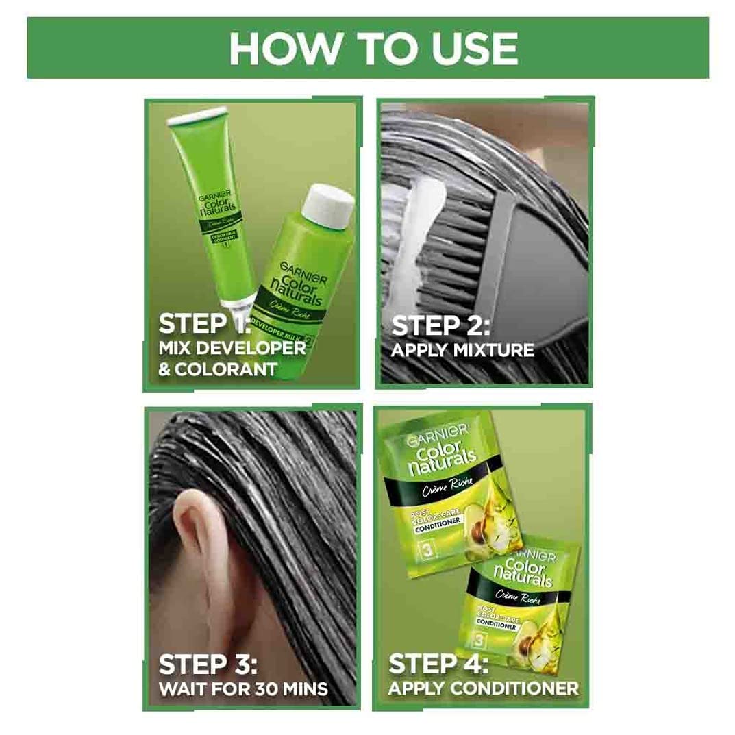 Garnier Color Naturals Nourishing Permanent Hair Colour Cream (3 darkest brown) - Image 4