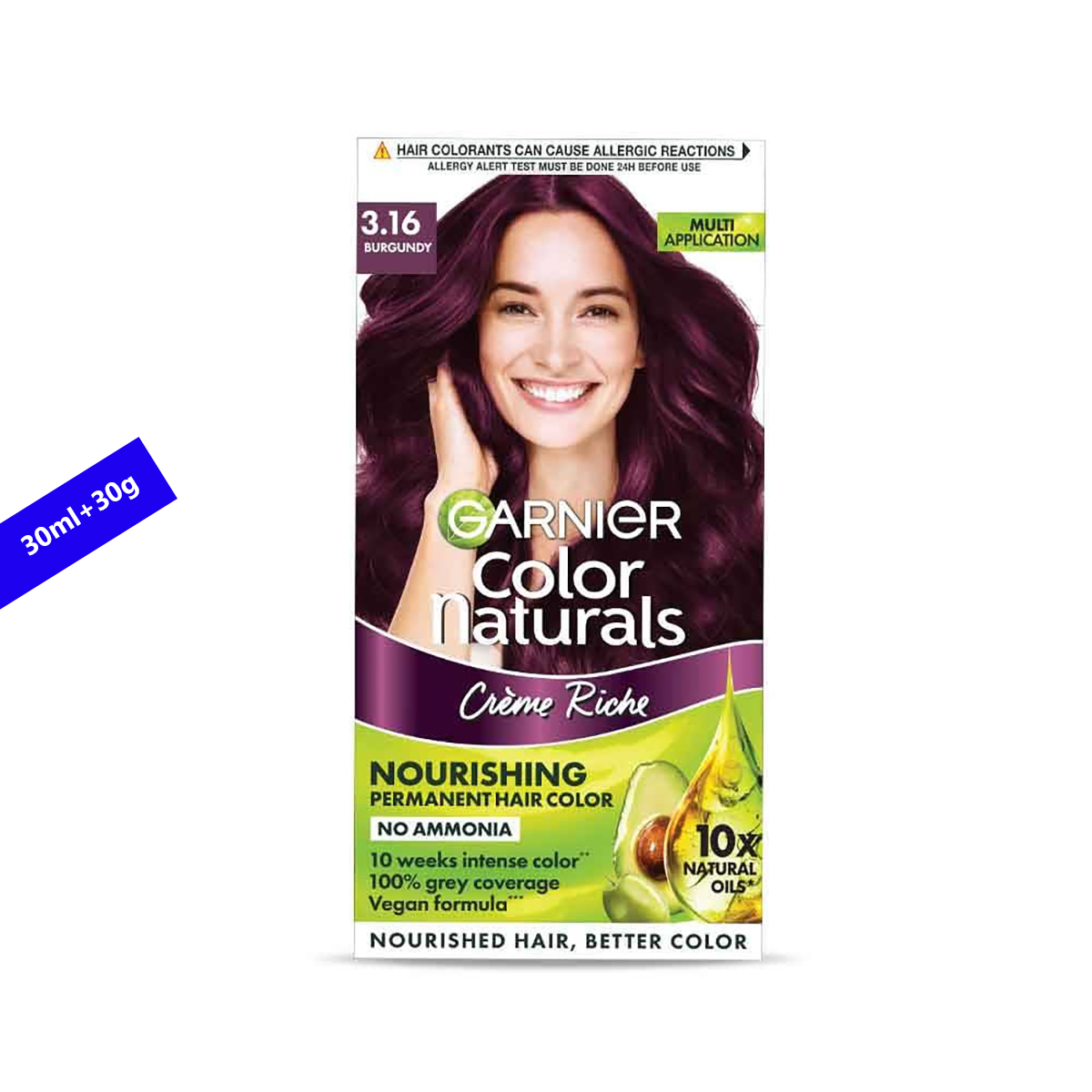 Garnier Color Naturals Nourishing Permanent Hair Colour Cream-(3.16 Burgundy) 35ml