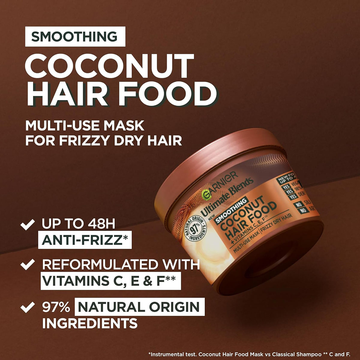 Garnier Smoothing Coconut Hair Food + Vitamin C,E,F (Frizzy Dry Hair) 400ml - Image 3