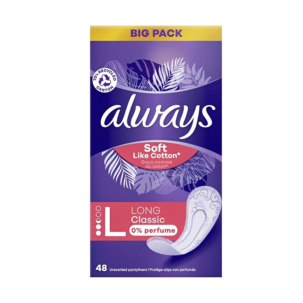 Always Dailies Soft Like Cotton Long Classic Pantyliners (48 Pantyliners)